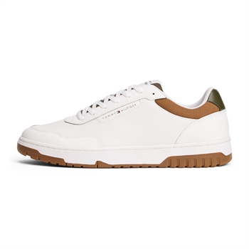 Stilrene basket sneakers i hvid og grøn fra Tommy Hilfiger