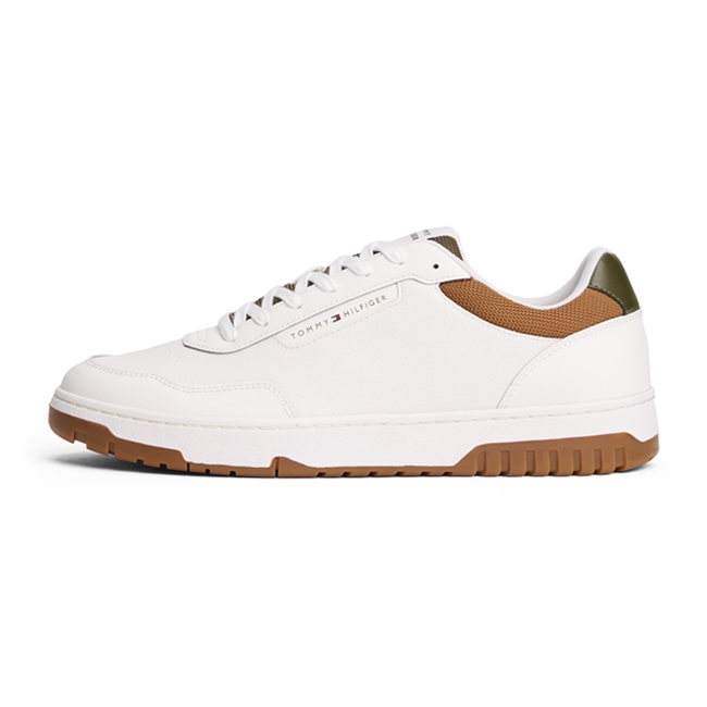 Stilrene basket sneakers i hvid og grøn fra Tommy Hilfiger