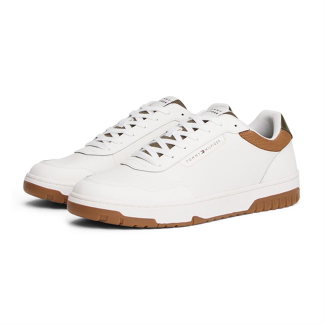 Stilrene basket sneakers i hvid og grøn fra Tommy Hilfiger