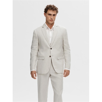 Lækker hør blazer i lys sandfarve fra Selected.
