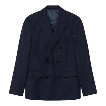 Moderne dobbeltradede blazer i ternet navy fra Matinique