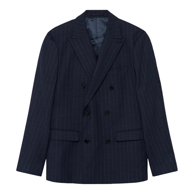 Moderne dobbeltradede blazer i ternet navy fra Matinique