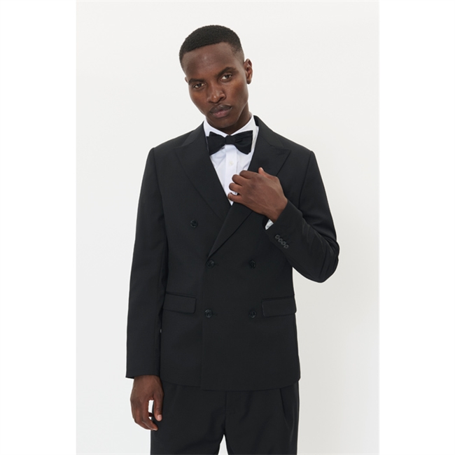Moderne dobbeltradede blazer i sort fra Matinique
