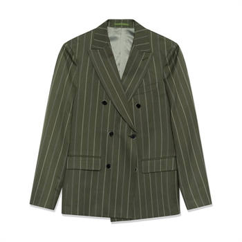 Stribet dobbeltradede blazer i grøn fra Matinique