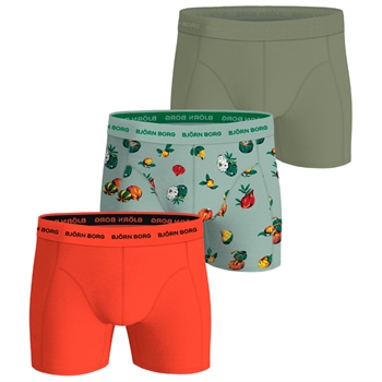 3-pak boxer brief fra Björn Borg i grønne og orange farver.