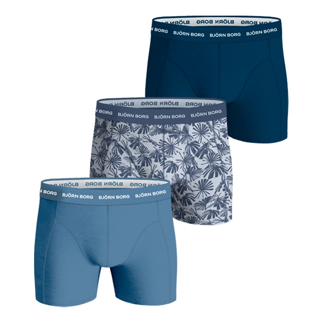 3-pak cotten stretch boxer underbukser fra Björn Borg i blå farver