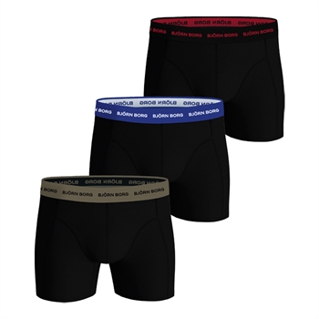 3-pak boxer underbukser i sort med forskellig farvet elastikbånd fra Björn Borg