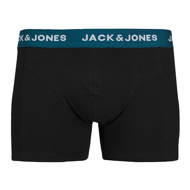 5-Pak sorte bomuld trunks fra Jack & Jones med forskellig farvet elastikbånd