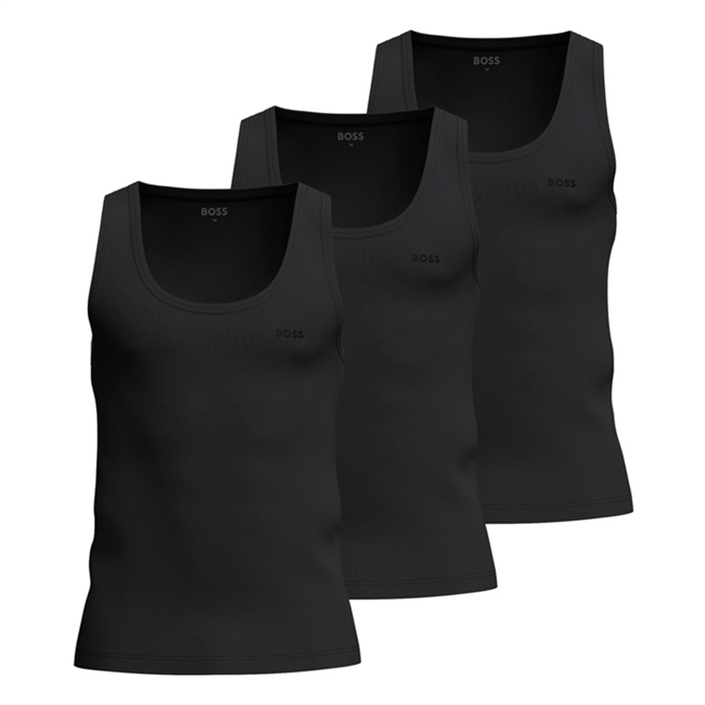 3-Pak sorte tank top undertrøjer fra BOSS