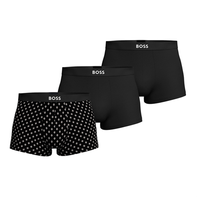 3 Pak BOSS Underbukser i sort m/ mønster