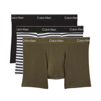 Calvin Klein 3-Pak Relaxed Fit Trunks  Grøn/Sort/Hvid stribet