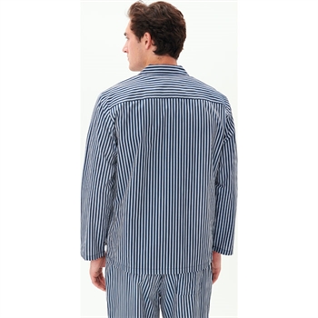 Lækker og komfortabel stribet mørkeblå pyjamas skjorte fra Matinique
