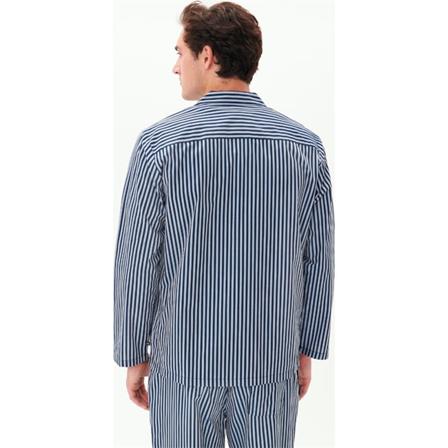 Lækker og komfortabel stribet mørkeblå pyjamas skjorte fra Matinique