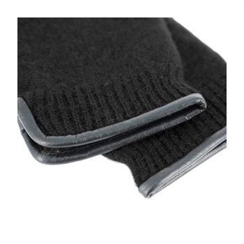 Smarte og varme luffer i uld med lille læder kant i sort