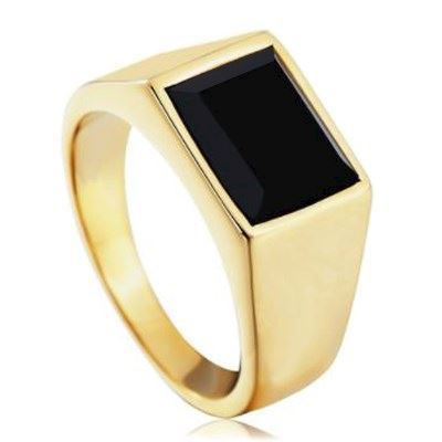 Herre Ring Gold Black Stone Classic