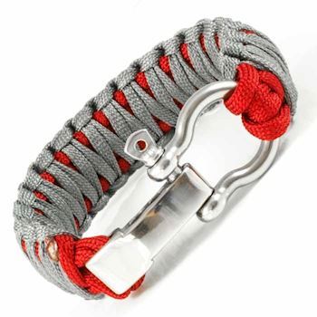 Paracord Herre Armbånd Steel Grå/Rød