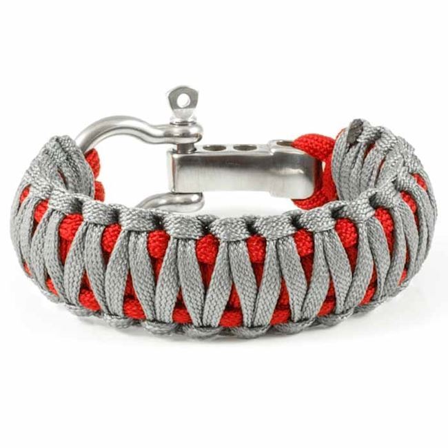 Paracord Herre Armbånd Steel Grå/Rød