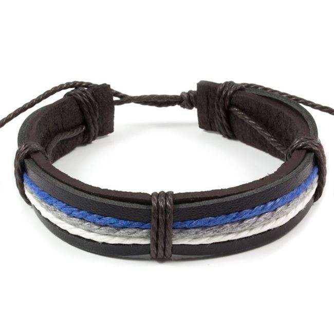 Armbånd Læder "Pieces" Blue