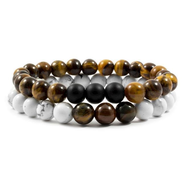 Herre Armbånd Duo Stone Brown & White