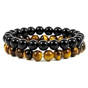 Armbånd Sort Agat & Tiger Eye