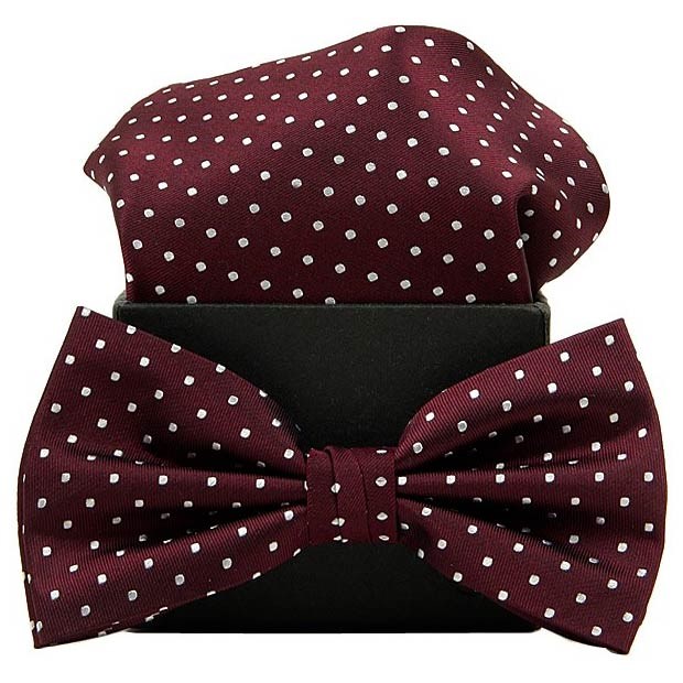 Butterfly Sæt Bordeaux Prikket i 100% Silke CXDK