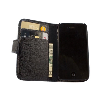 Iphone 4 cover sort kunstlæder
