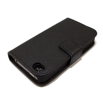 Iphone 4 cover sort kunstlæder