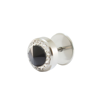 Herre Ørestik Zirkon Dobbelt Klar/Sort 10mm