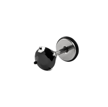 Sort Zirkon Herre Ørestik 6 mm