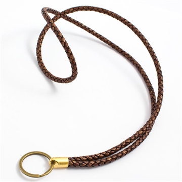 Boloflettet Læder keyhanger 6mm Brun