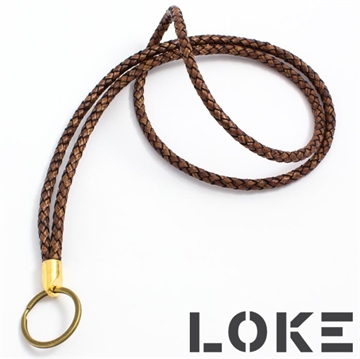 Boloflettet Læder keyhanger 6mm Brun