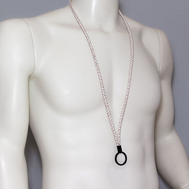 Hvid Boloflettet Læder keyhanger 5mm