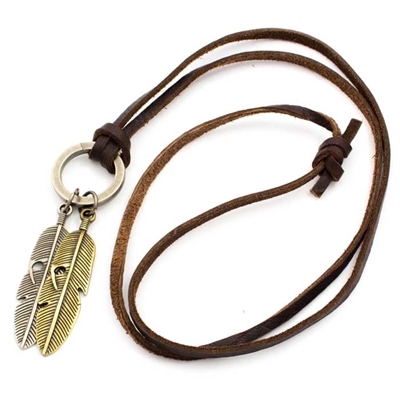 Læder Halskæde Feather
