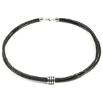 Loke Læder Halskæde Steel Stripe