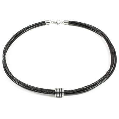 Loke Læder Halskæde Steel Stripe