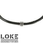 Loke Læder Halskæde Steel Stripe