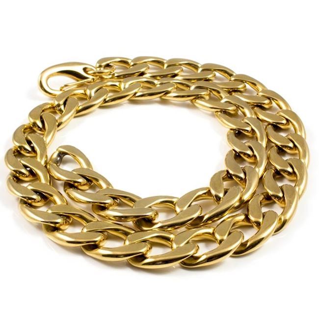Halskæde Til Mænd Steel Curb Gold