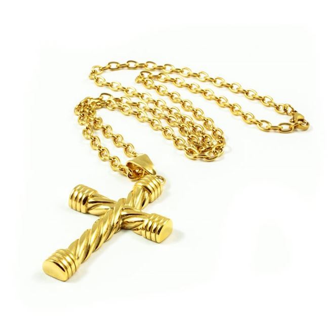 Massive Steel Cross Gold