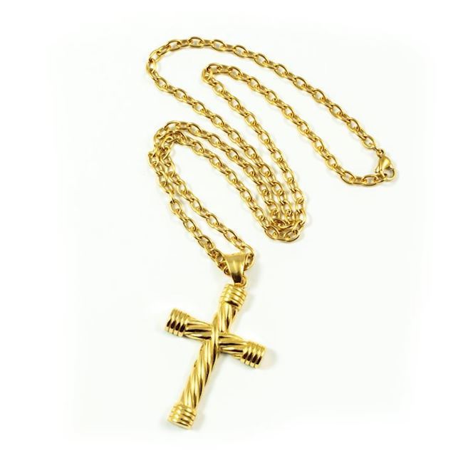 Massive Steel Cross Gold