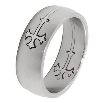 Mat Stål Kors Ring