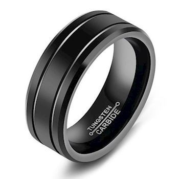 Tungsten Black Stripe Ring