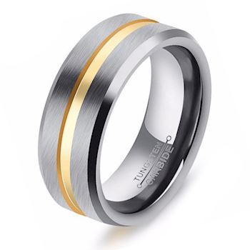 Tungsten Ring Gold Line