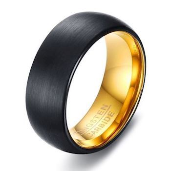 Tungsten Ring Mat Sort & Guld