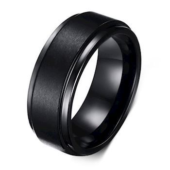 Black Brushed Tungsten Ring
