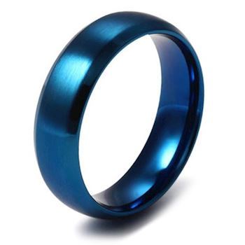 Herre Ring Brushed Blue 6mm