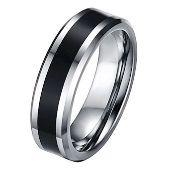 Tungsten Ring Black Stribe 6mm