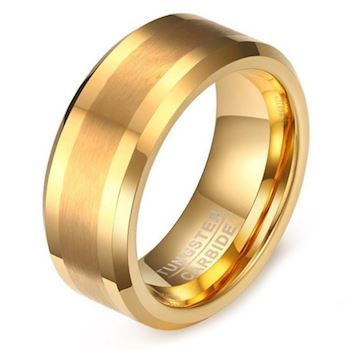 Tungsten Ring Guld Mat Stribe