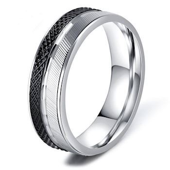Herre Ring Sort & Sølv Design