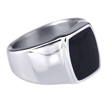 Ring Casual Black Stone