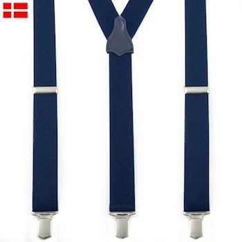 Klassiske Brede Y-Seler Navy Blå 3-Clips